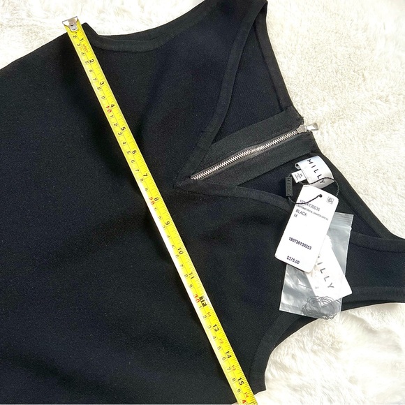 Milly Asymmetrical Draped Dress Black Size Medium NWT - Picture 14 of 16